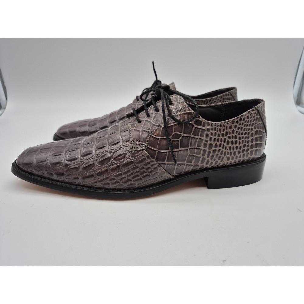Stacy Adams Men's Gray Leather Croco Embossed Oxford Merrick Shoes. Sz 10 M